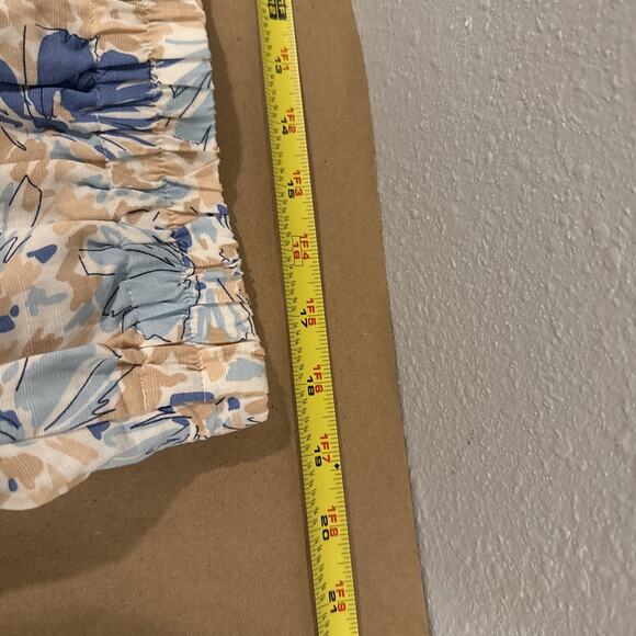 Skies Are Blue Floral Coastal Blue & Tan Side Tie Wrap Midi Skirt XL - Picture 7 of 10